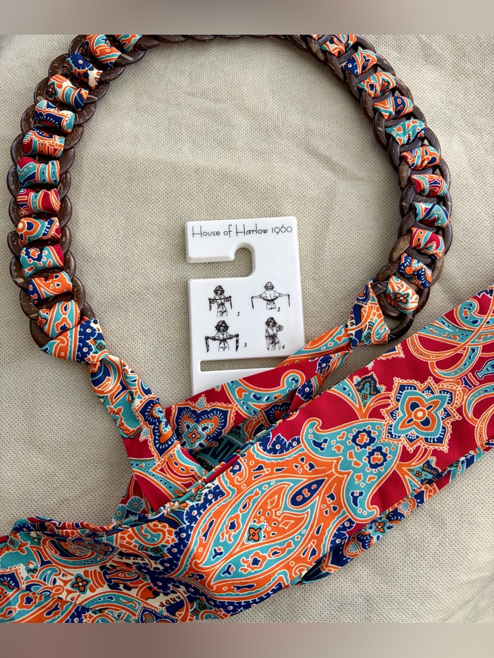 NWT HOUSE OF HARLOW 1960 Braided Paisley Scarf Belt  - Red, Orange, Teal, Blue